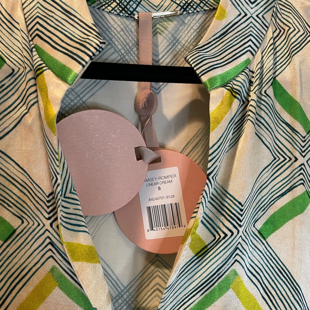 Alexis Geometric Print Jumpsuit - Green, Yellow, Cream - Picture 8 of 8